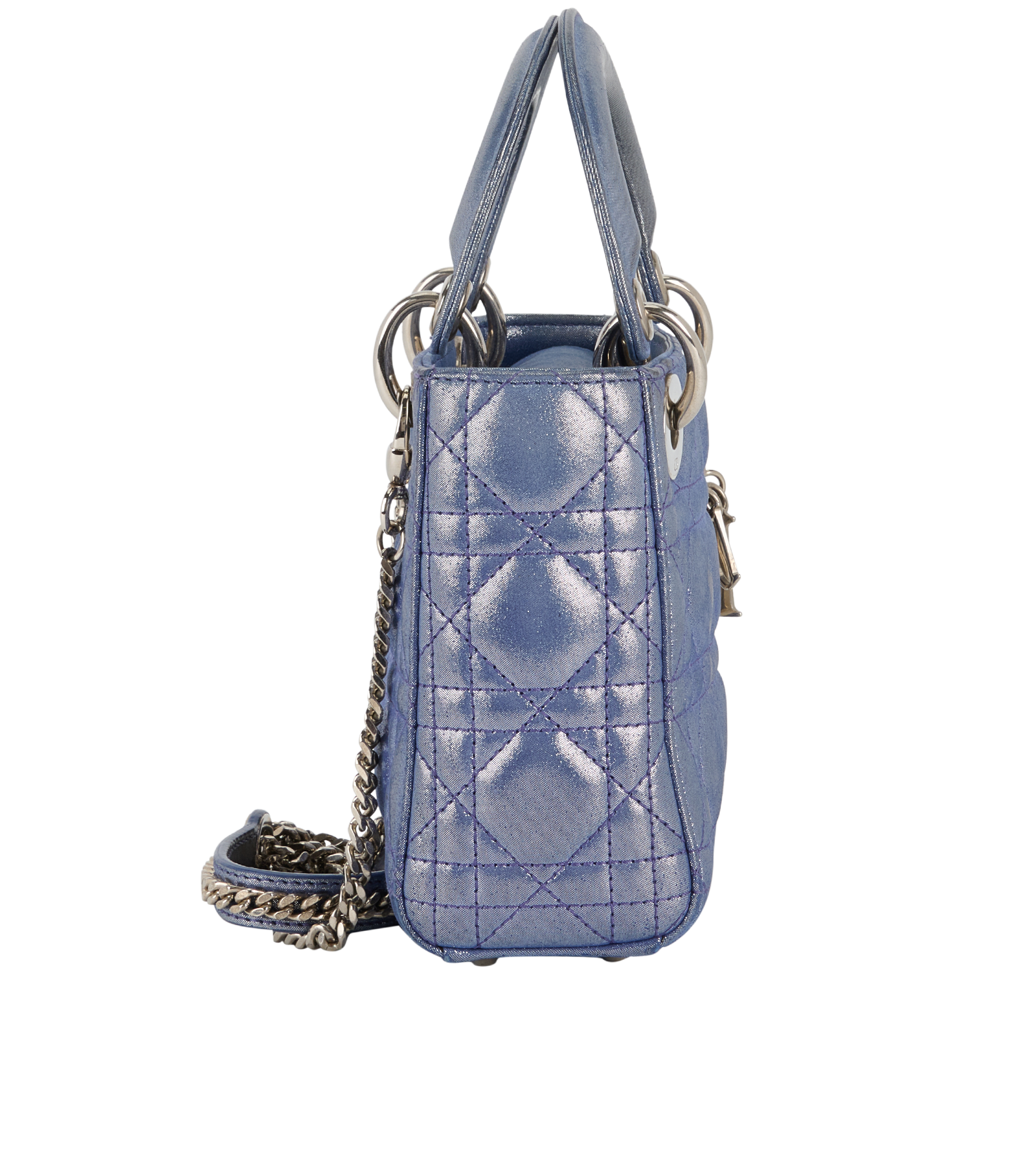 Lady Dior Mini, &pound;2,100, Handbags, Blue, Lambskin Leather/Silk, Side view